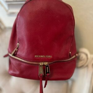 Michael Kors Crimson Backpack with Gold Accents